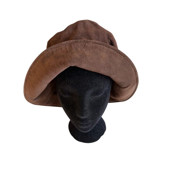 Eric Javits Wide Brim Hat Waterproof Suede Dark Brown - Picture 6 of 11